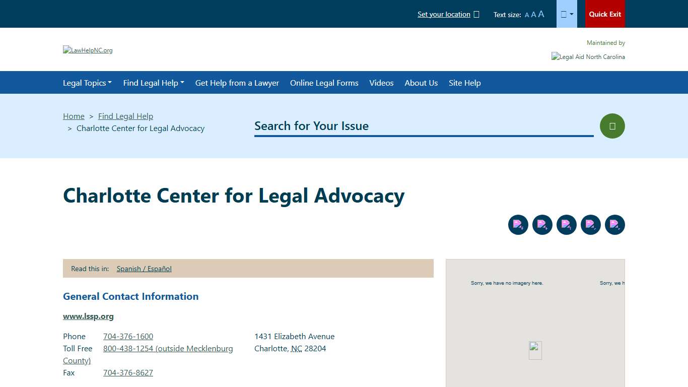 Charlotte Center for Legal Advocacy Immigration - Detention, Deportation, Removal Welcome to LawHelpNC.org A guide to free and low cost legal aid, assistance and services in North Carolina